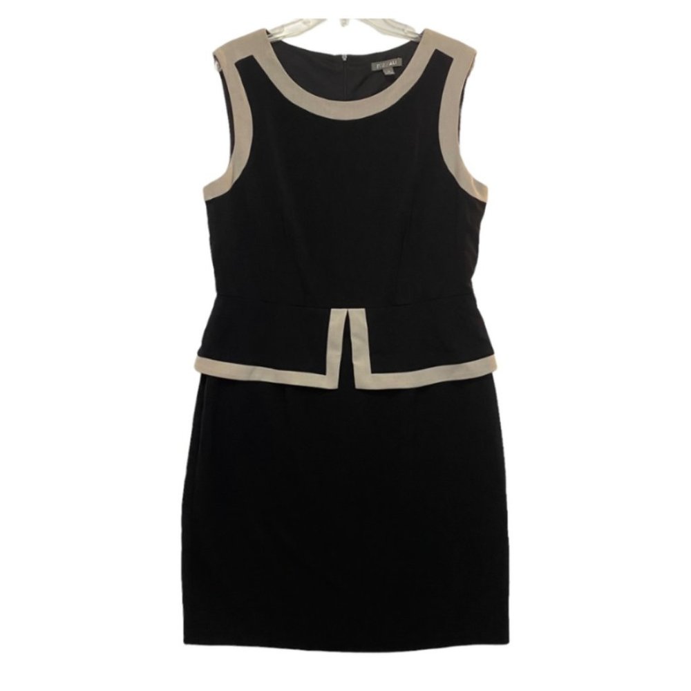 Roz & Ali Size 18 Black & Tan Peplum Dress